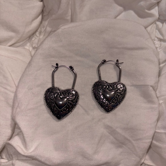 Free People Jewelry - Heart Locket Drop Earrings - Silver Tone